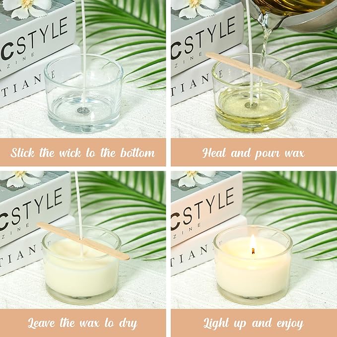 SUPMIND 30 Pack 4oz Clear Candle Jars, Small Wide Mouth Glass Empty Jars with Bamboo Lids for Making Candle, Bulk Container