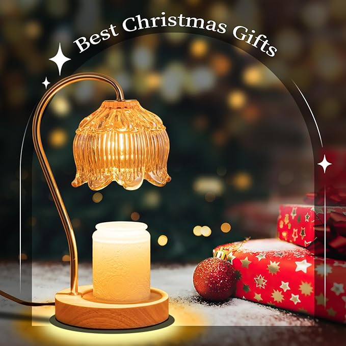 Candle Warmer Lamp with Timer Dimmable, Adjustable Height, House Warming Gifts New Home Decor, Mothers Day Birthday Gifts for Mom Women, Bedroom Decor with 2 Bulbs