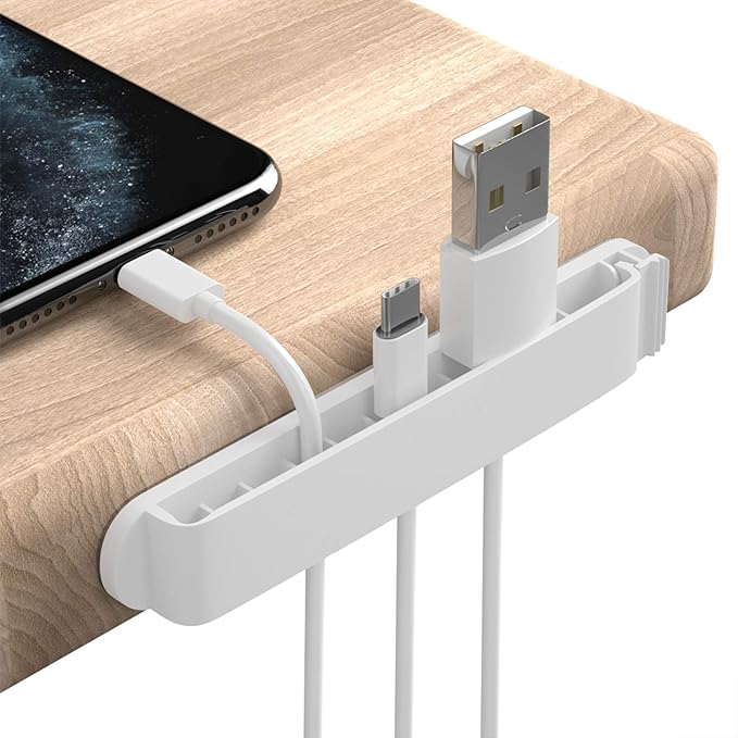 pzoz Cable Clips, 3 Pack Cord Organizer Charger Cable Management for Organizing Home Office Desk Phone Car Cable Wire, Self Adhesive Cord Holders (White)