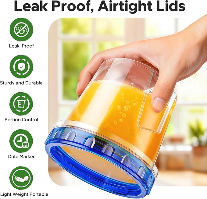 HOMETALL Freezer Storage Containers, [6 Pack- 33/24/17 OZ] Airtight Plastic Food Storage Containers with Twist Top Lids, Soup, Meal Prep Containers | BPA Free | Stackable | Leakproof | Microwave Safe