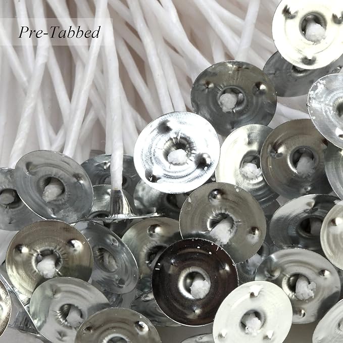 Candle Wicks,Candle Wicks for Candle Making,6 Inch 100 Piece DIY Pre-Waxed Cotton Wick with Tabs