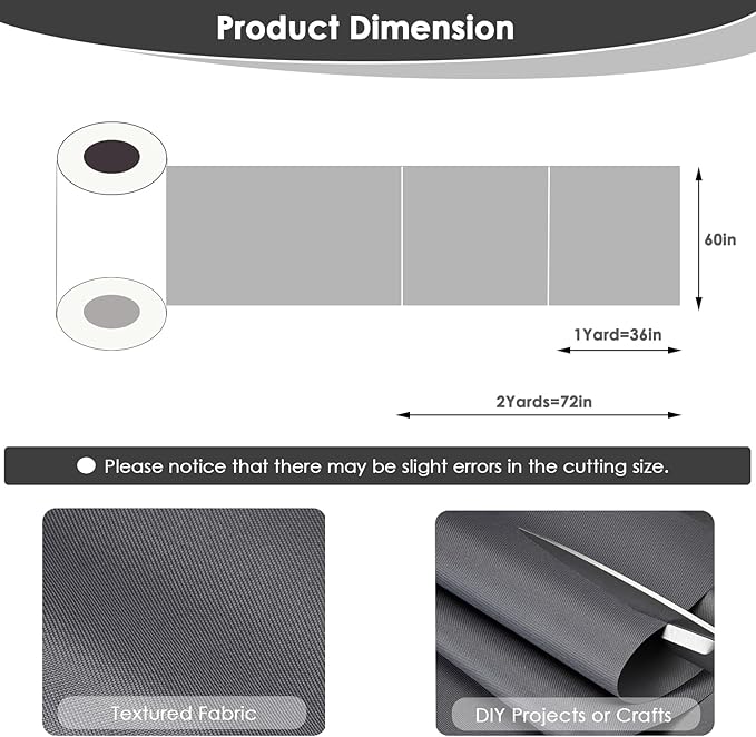 Waterproof Canvas Fabric by The Yard 60" W 600 Denier PVC Backing Water Repellent Polyester Upholster Fabric Material for Indoor Outdoor Marine Awning Tent Craft DIY(1 Yard, Gray)