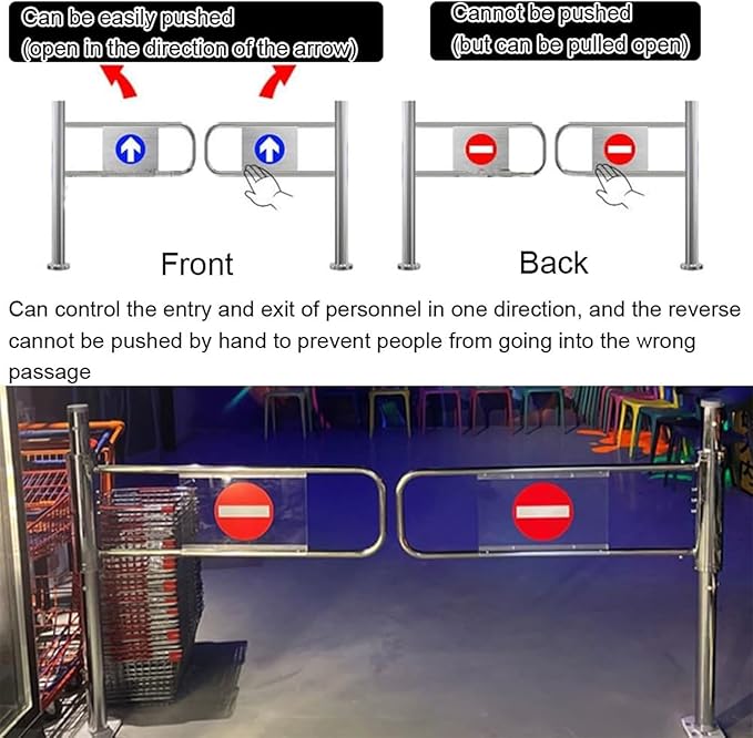 Automatic Rebound Swing Gate Wide Stainless Steel Entrance Manual Door，Automatic Rebound Swing Gate - 87in Stainless Steel Safety Door for Supermarkets, Libraries & Parks - Spring-Loaded Sel