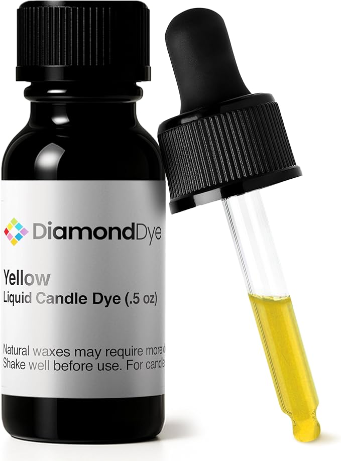Yellow Liquid Candle Dye (.5 oz) - Made in the USA - Safe and Easy to Use - Pure and Simple Ingredients - Candle Making Supplies for Soy, Paraffin, Palm or Gel Wax - 10 Vibrant Colors to Choose from