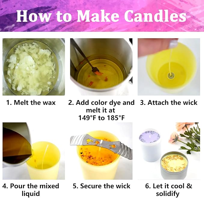 Renfio 16 Colors Candle Dye - 0.17oz/5g Each for Soy Wax, 54.4b Wax Making Accessories - Highly Concentrated Coloring Chips for Candle Making Supplies