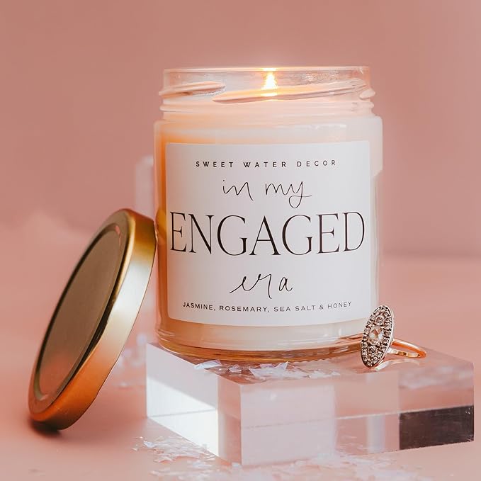 Sweet Water Decor in My Engaged Era Candle - Engagement and Bridal Shower Gifts for Her - 9 oz Soy Candle in Clear Jar with 40+ Hours Burn Time, Made in The USA