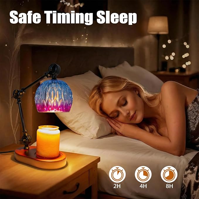 Candle Warmer Lamp, Dimmable Wax Melting Warmer with Adjustable Height, Bedroom Living Room Home Decor, Birthday Relaxation Gifts for Women (Purple, Wave)
