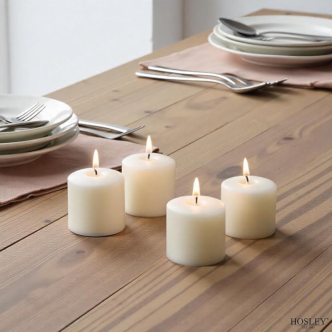 Hosley Set of 72 Unscented Ivory Votive Candles – Bulk Pack, Clean-Burning, Long-Lasting 10-12 Hour Burn Time – Ideal for Weddings, Home Décor, Spa, and Events