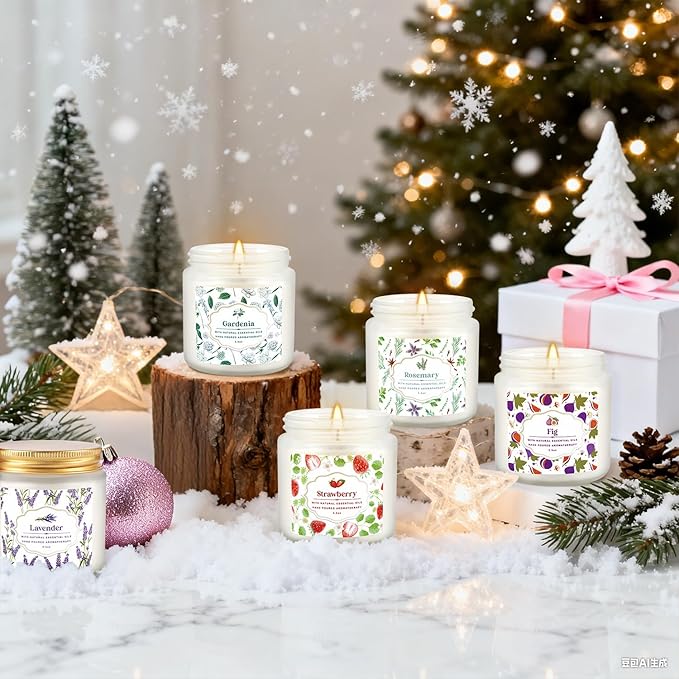 Scented Candle Set 24 Pack,White, Candle for Home Scented, Odor Eliminating, Stress Relief, Long Lasting Soy Wax Gift Set