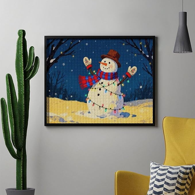 AIVKIEJK Diamond Painting Kits for Adults - Christmas Winter Snowman & Twinkling Painting DIY 5D Full Drill Diamond Dots Paintings with Diamonds Gem Art and Crafts Home Decor 16"x20"