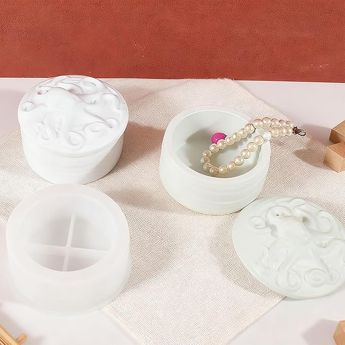 Octopus Jar Silicone Mold with Lid for DIY Aromatherapy Candle, Resin Epoxy Storage Container, Cement Plaster Craft - Cylinder Trinket Box, Handmade Gift Craft Kit with Cylinder Box Mold
