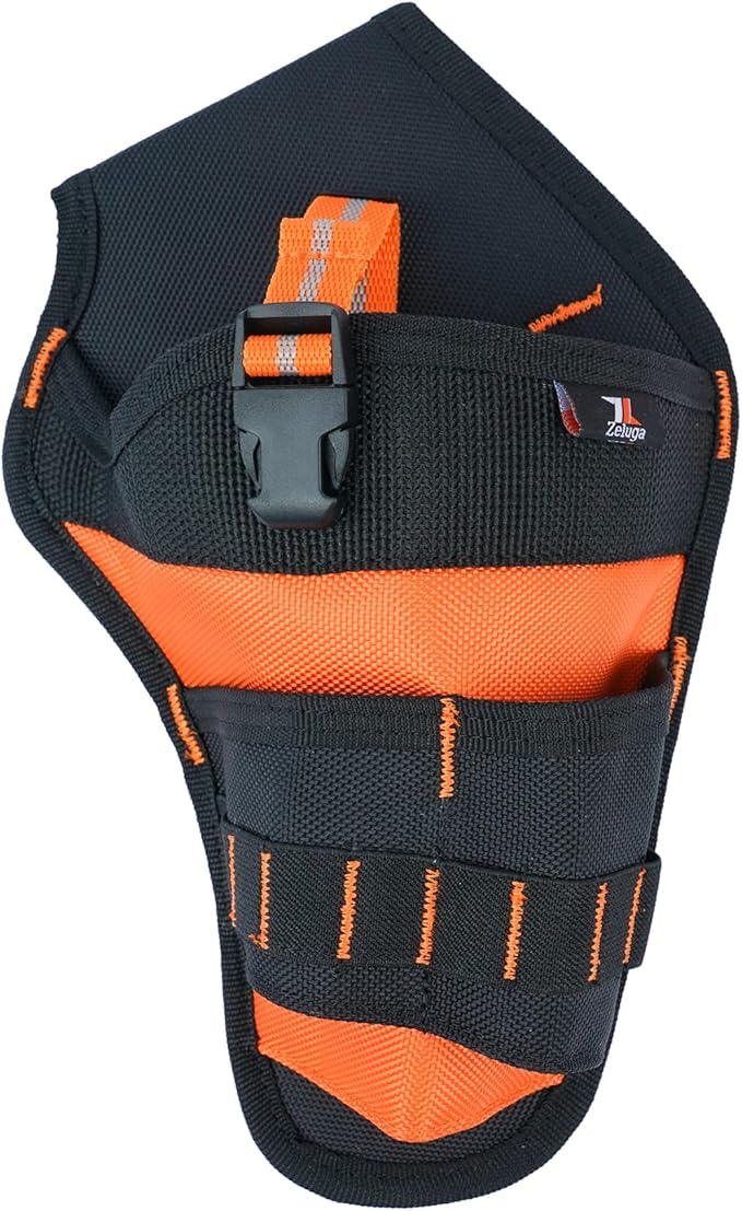 Zeluga 20-395 Heavy Duty Impact Driver Ballistic Poly Holster with Adjustable Strap and Quick Release Buckle, Orange/Black