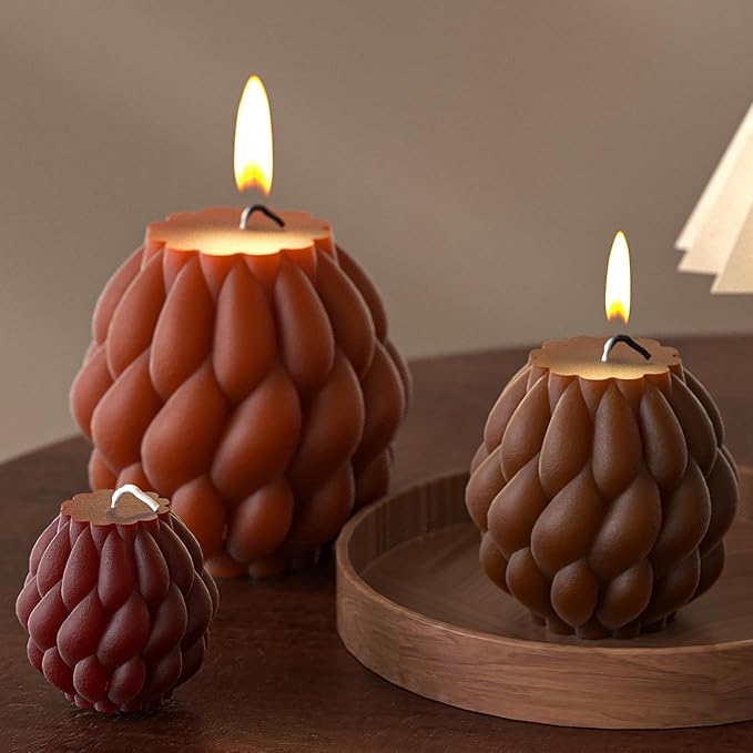 3 Pack Spiral Ball Cylinder Soap & Candle Mold - 3 Size - Silicone 3D Molds for Candy & Home Decor - Resin Casting & Making Molds