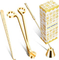 calary Candle Wick Trimmer, Candle Snuffer and Wick Dipper & Candle Accessory Set, 3 in 1 Candle Care Kit for Candle Lover (Gold)