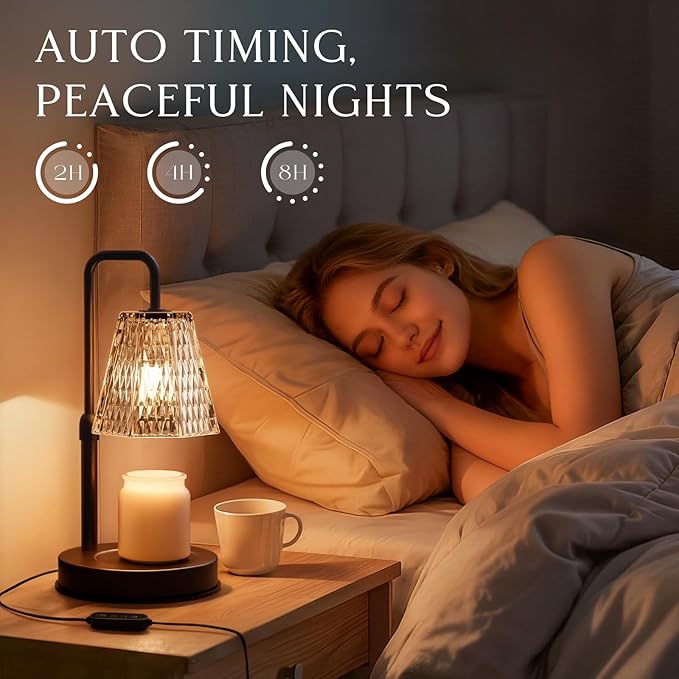 GVY Candle Warmer Lamp with Timer – Dimmable Wax Warmer for Vintage Room Decor, Height Adjustable Candle Lamp for Mom, Birthday Gifts for Women,House Warming Gifts for New Home Decor with 2 Bulbs