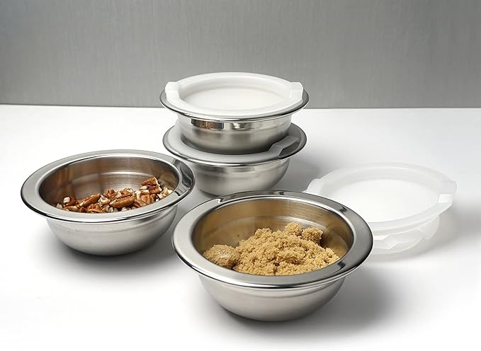 8 Piece Stainless Steel Prep Bowls Set with Lids, Model Number: (PREP-8)