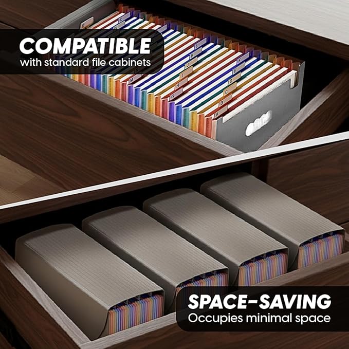 Plastic Accordion File Organizer, 26 Pockets Expandable File Folder Organizer, A4 Letter Size Filing Organizer with Colorful Tabs, Elastic Cord, 60 Paper Clip, Label & Stickers for Office School Home