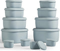 ISSEVE 12Pcs/Set Nesting Silicone Food Storage Containers with Lids, BPA Free Reusable Meal Prep Silicone Containers Airtight, Freezer Dishwasher Safe (33.8oz, 20oz, 10oz, 6.7oz, 1.3oz) (Grey)
