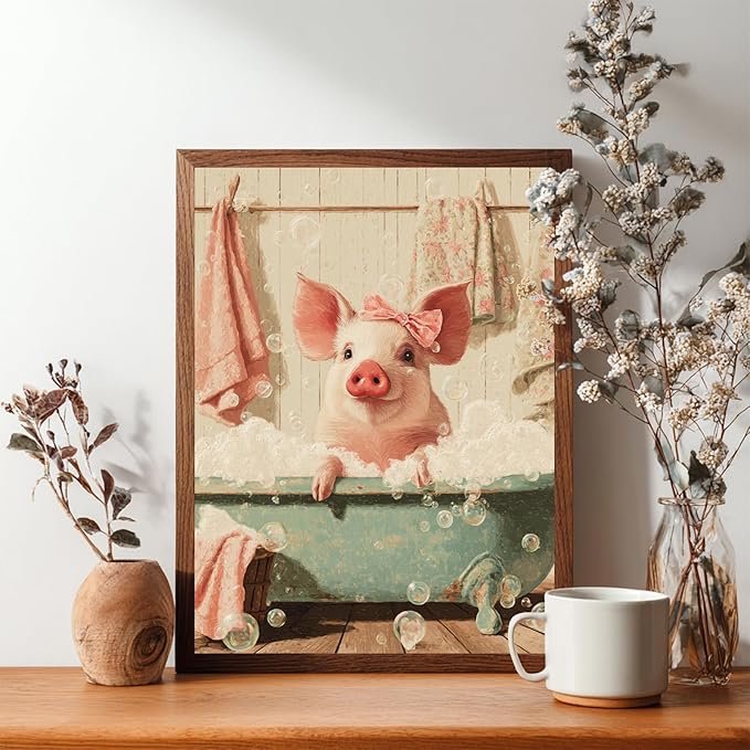 Reivworl Pig Diamond Art Kits for Adults, Pig Diamond Painting Kits, 5D Gem Art Kit for Gifts and Home Interior Decor 12x16 Inch