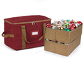 Covermates Keepsakes Adjustable Ornament Storage Bag – Heavy-Duty Polyester, Padded Dividers & FlexGrid Trays – Protective Holiday Ornament Organizer with Handles & Label Window, Red