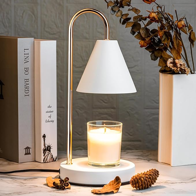 Marycele Candle Warmer Lamp with Timer, Electric Lamp Candle Warmer White, Birthday Gifts for Women, Bedroom Western Home Decor, Dimmable Wax Melt Warmer for Scented Wax