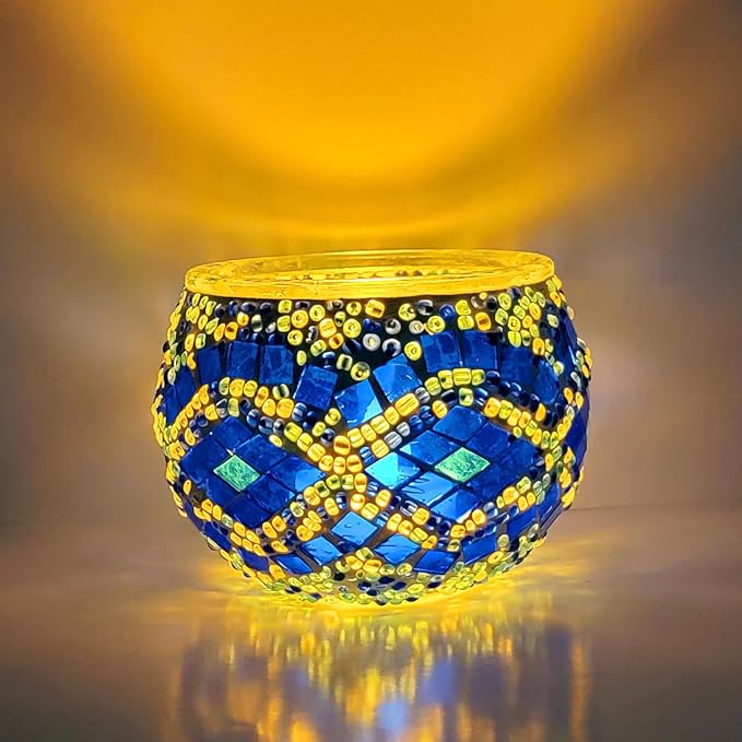 Turkish Mosaic DIY Candle Holder Kit Glass Decorative Tea Light Holder for Living Room & Bedroom | Create Your Own Mosaic Candle Holder | Craft Kit for Adult