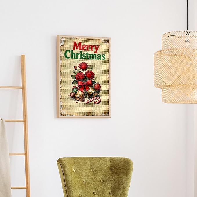 AIVKIEJK Diamond Painting Kits for Adults - Merry Christmas Santa, Holly & Vintage Painting DIY 5D Full Drill Diamond Dots Paintings with Diamonds Gem Art and Crafts Home Decor 12"x16"