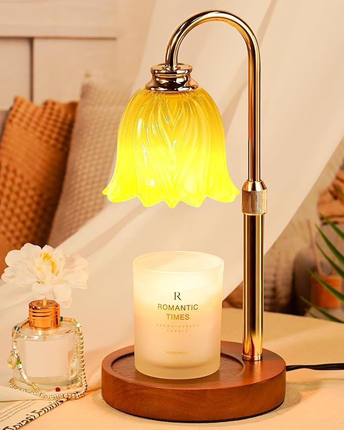 Candle Warmer Lamp, Gold Candle Lamp Warmer with Timer & Dimmer with 2 Bulbs, Dimmable, Birthday Gifts for Women Mom, House Warming Gifts New Home Bedroom Decor, Height Adjustable