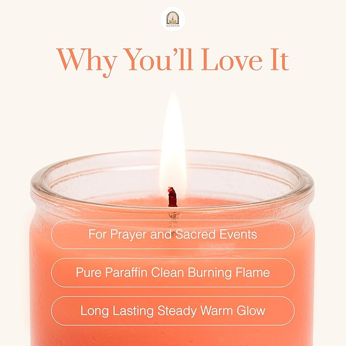 Bulk 6 Pack Pink 7 Day Candles in Glass Jar – Paraffin Wax, Clean Burning Unscented | Large & Tall Devotional Prayer Pillar Candles for Home, Memorial, Spells, Long Lasting