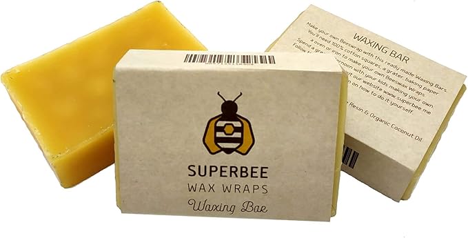 SuperBee Beeswax Block for DIY Beeswax Wrap Making Kit with Tree Resin & Coconut Oil, 75g Bar Makes Up to 10 Wraps, Natural Ingredients for Homemade Food Wax Wraps for Sustainable Living