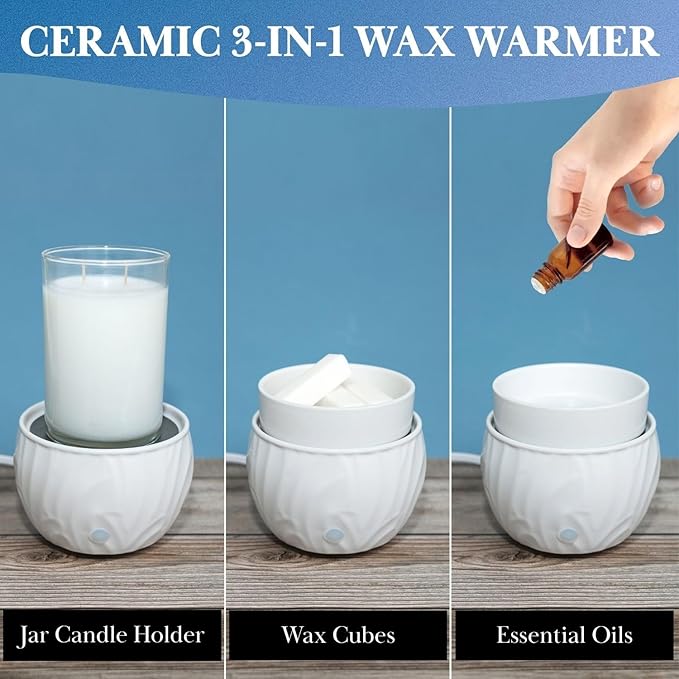 Colonial Candle Wax Melt Warmer with Timer, 3-in-1 Electric Wax Melter for Scented Wax Melts, Cubes, and Tarts | Home, Office, Bedroom, Gift & Décor