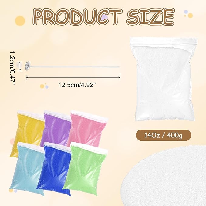 MECCANIXITY Pearled Sand Candles with 30 Pcs Wicks 14Oz / 400g Candle Beads Refillable Powder Sand Wax Making Kit for Thanksgiving Christmas Wedding Party DIY Home Crafts, White