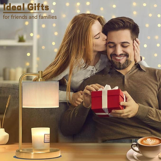 NITOWOLF Candle Warmer Lamp with Timer, Dimmable Candle Wax Warmer Electric Candle Lamp for Scented Candles with Bulbs, Christmas Gifts House Warming Gifts Home Decor (Gold)