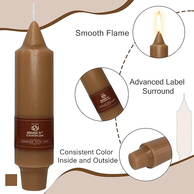 4 PCS Short Taper Candles Brown Candle Tapers Candle Sticks 5 inch for Dinner Household Wedding Party Home Décor Candles