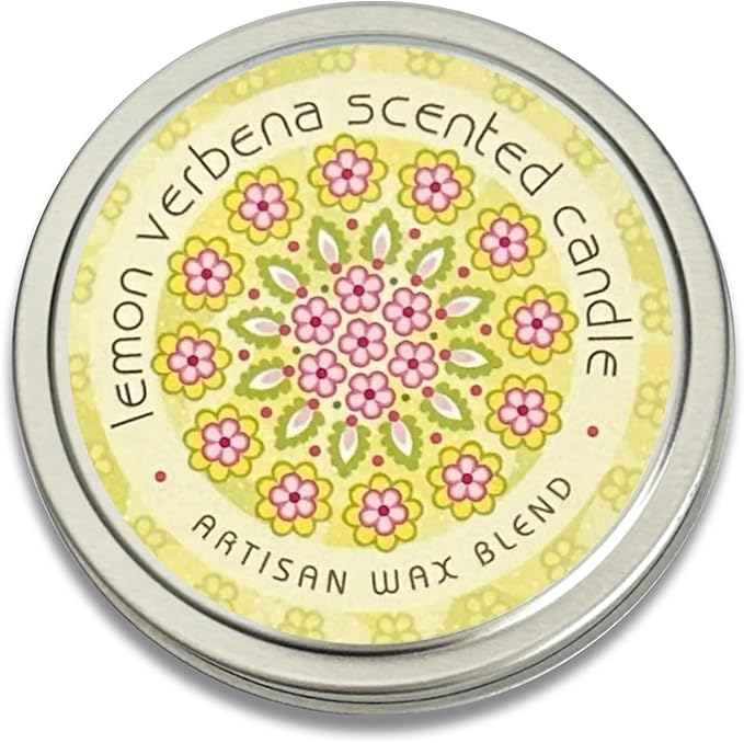 Greenwich Bay Hand-Poured Scented Candle in Decorative Tin – 4 oz/114 g Travel Candle with Lead-Free Wick, Vegetable Wax, Long-Burning Aromatherapy Gift, Single Wick – Made in USA (Lemon Verbena)