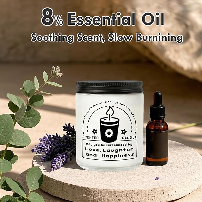 Scented Candles, Lavender Eucalyptus Candles for Home Scented, 7oz Soy Wax Aromatherapy Candle, Calming Candle, Birthday Gifts for Women & Men (May All the Good Things Come to You, Black)