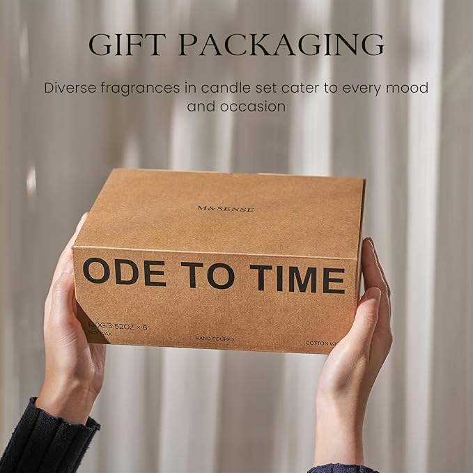 M&SENSE 6 Pack Christmas Candle Gift Set, Aromatherapy Candle Gift for Men and Women, Soy Wax Candles Home Scented, Long Lasting Amber Jar Xmas Candles for Christmas, Thanksgiving, Holiday