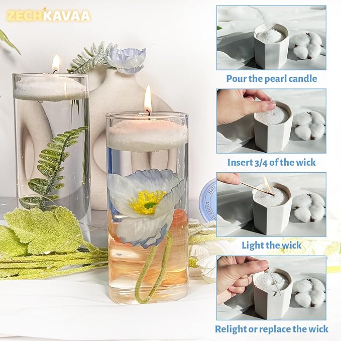 Melody Red Wine Scented White Pearled Candle 18oz Luxury Sand Candle Granulated Wax - 30 Cotton Wicks – Wax for Candle Making Decorative Candles Smooth and Clean Burning Lasts up to 120 Hours
