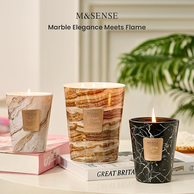 M&SENSE Extra Large Candle 35oz 150H Espresso Hot Fudge Scented Candle, 3 Wick Highly Scented Jar Candle, XL Candles Gift for Stress Relief, Meditation, Yoga
