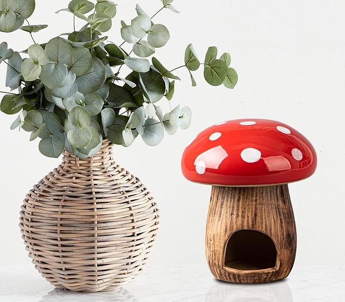 Mushroom Wax Melt Warmer Essential Oil Burner RedCeramic Scented Wax Melts Burner Scentsy