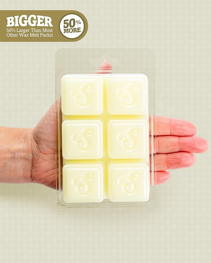 Shortie's Candle Company Pure Jasmine Wax Melts Multi Pack - 2 Highly Scented 3 Oz. Bars (6 Oz. Total) - Made with Essential & Natural Oils - Flower & Floral Air Freshener Cubes Collection