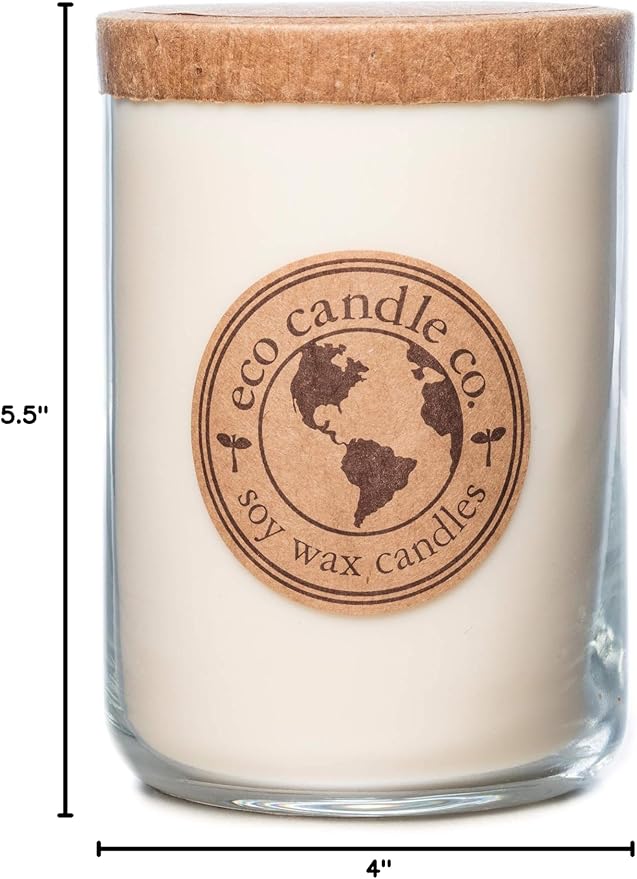 ECO CANDLE CO. Recycled Candle, Bourbon Vanilla, 26 oz. - Scents of Bourbon, Vanilla, Tonka Bean, Cedarwood, & Cardamom - 100% Soy Wax, No Lead, Kraft Paper Label & Lid, Hand Poured, Midwest Soybeans