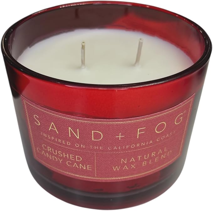 Sand + Paw Scented Candle - Crushed Candy Cane – Additional Scents and Sizes – 100% Cotton Lead-Free Wick - Luxury Air Freshening Jar Candles - Perfect Home Decor – 12oz