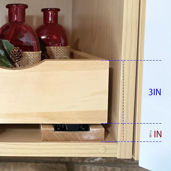 Fully Assembled Drawer Wood Pull Out Tray Drawer Box Kitchen Cabinet Organizer, Cabinet Slide Out Shelve, Wooden Pull-Out Shelf(12'' W×10'' D×3'' H)