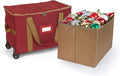 Covermates Keepsakes Rolling Adjustable Ornament Storage Bag – Heavy-Duty Polyester, FlexGrid Trays & Padded Dividers – Protective Holiday Organizer with Wheels, Handles & ID Window, Red