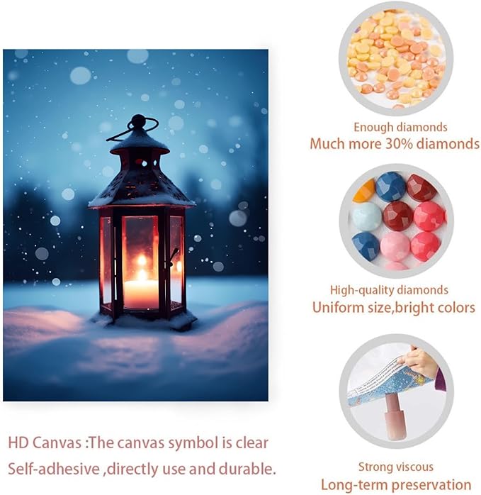GUAIEUW Winter Candlelight Diamond Painting Kits DIY 5D Crystal Full Round Diamond Painting, Handmade Art for Living Room Home Wall Decor Birthday Gift 20x24 Inch