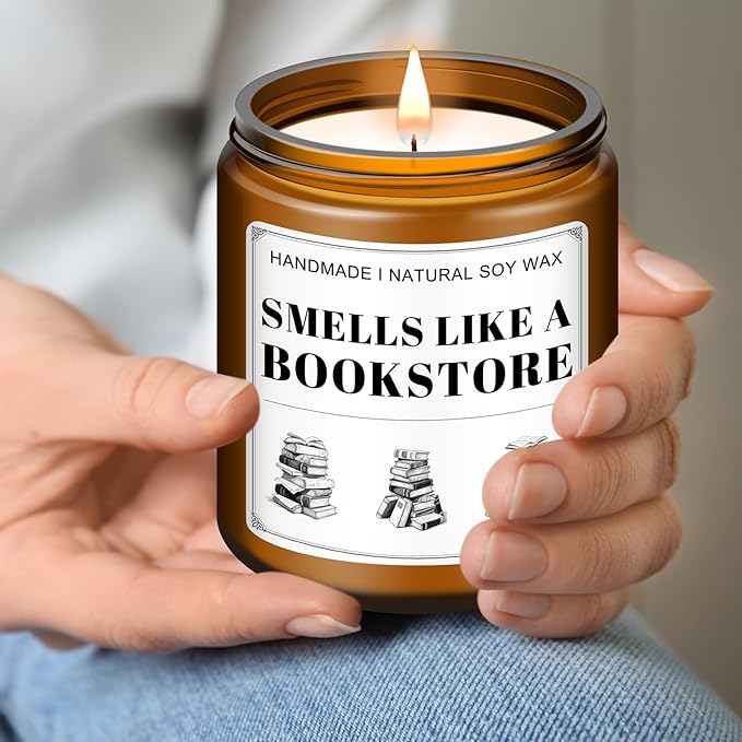 Book Lovers Candle Gifts, Funny Gift Ideas for Book Lovers, Birthday Bookish Presents for Readers Librarian Bookworms -Old Book Candles (7Oz)