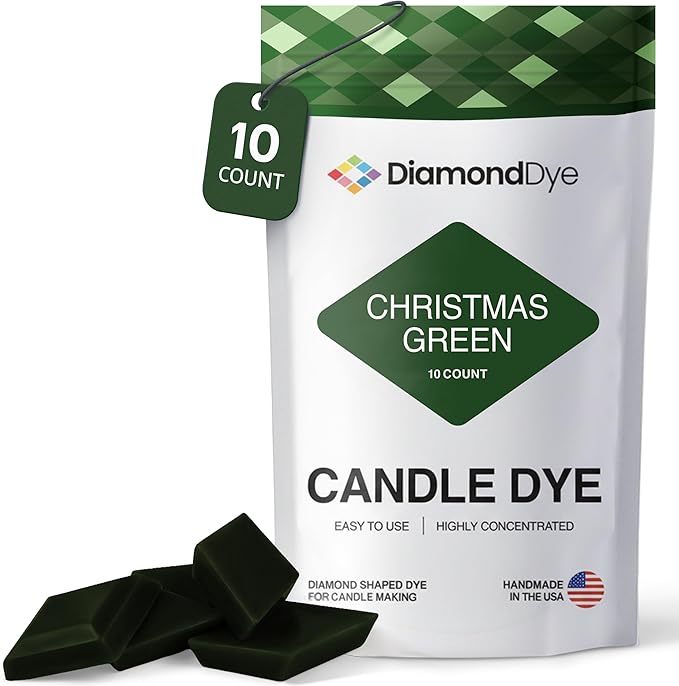 Christmas Green Candle Dye - Made in The USA - Premium Colorants - Highly Concentrated - Popular Colors for Paraffin or Soy Wax - Great for Professionals or Hobbyist - 10 Dye Chips