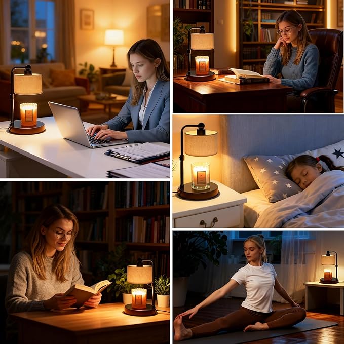 Candle Warmer Lamp with Timer, Dimmable Candle Lamp Warmer for Jar Candles, Wax Warmer with 2 Bulbs, Birthday Gifts for Women Mom, House Warming Gifts New Home Decor (Dual-Bracket)