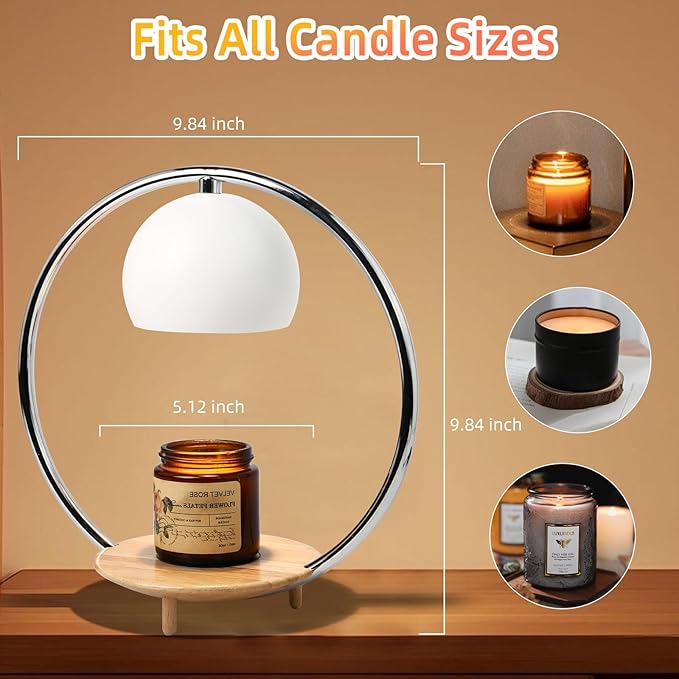 Candle Warmer Lamp with Timer & Dimmer, Electric Candle Warmer Light for Jar Candles Burner, Dimmable Wax Melts Warmer for Bedroom Home Decor, Modern Candle Melter Heater Gifts for Mom